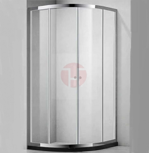 Curved Double Glass Sliding Door (Silver)