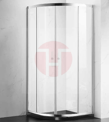 Curved Double Glass Sliding Door (Silver)